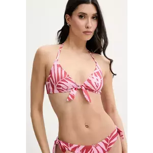 Pepe Jeans sutien de baie LEAF BR KNOT TOP culoarea rosu, cupa moale, PLB10558 imagine