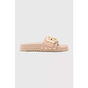 AllSaints slapi de piele Ellie Stud Slider femei, culoarea bej, W040FC imagine