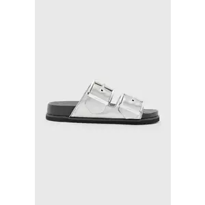 AllSaints slapi de piele Sian Sandal femei, culoarea argintiu, W037FC imagine