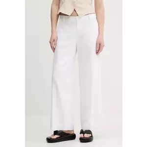 Hollister Co. pantaloni din in femei, culoarea alb, lat, high waist, KI356-5026 imagine