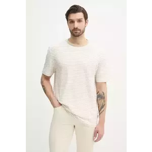 BOSS tricou din amestec de in barbati, culoarea alb, modelator, 50537498 imagine