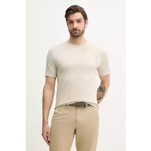 BOSS Orange tricou din bumbac barbati, culoarea bej, cu imprimeu, 50539179 imagine