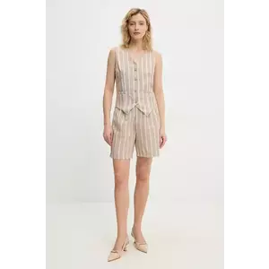 Answear Lab vestă și pantaloni scurți femei, culoarea bej imagine