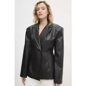 Answear Lab sacou culoarea negru, cu doua randuri de nasturi, neted imagine