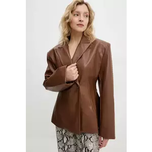 Answear Lab sacou culoarea maro, cu doua randuri de nasturi, neted imagine