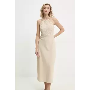 Answear Lab rochie din in culoarea bej, maxi, evazati imagine
