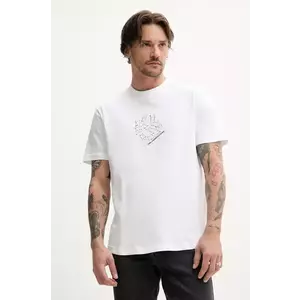 Karl Lagerfeld Jeans tricou din bumbac barbati, culoarea alb, cu imprimeu, A2M17073 imagine