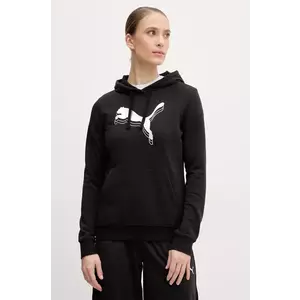 Puma bluza femei, culoarea negru, cu glugă, cu imprimeu, 684997 imagine