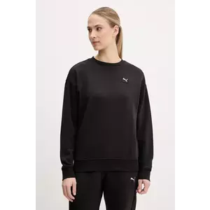 Puma hanorac de bumbac femei, culoarea negru, neted, 685017 imagine