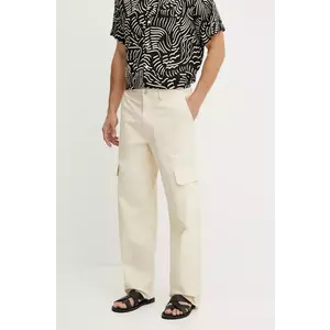 OAS pantaloni de bumbac culoarea bej, drept, 5025 imagine