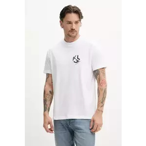 Karl Lagerfeld Jeans tricou barbati, culoarea alb, cu imprimeu, A2M17072 imagine