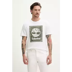 Timberland tricou din bumbac barbati, culoarea alb, cu imprimeu, TB0A6DUD1001 imagine