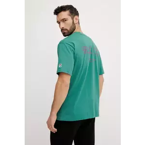 Fila tricou din bumbac Langeweg barbati, culoarea verde, cu imprimeu, FAM0907 imagine