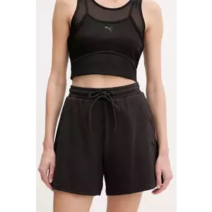 Puma pantaloni scurti femei, culoarea negru, neted, high waist, 685062 imagine
