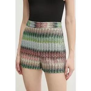 Missoni pantaloni scurti femei, culoarea verde, modelator, high waist, DS25SI0E.BC0051 imagine