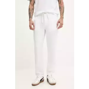 Superdry pantaloni din in barbati, culoarea alb, drept, M7011318A-01C imagine