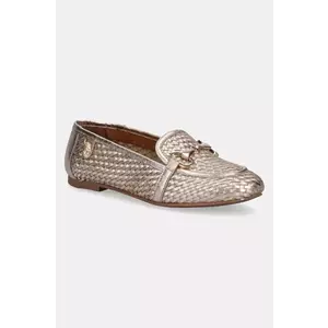U.S. Polo Assn. mocasini de piele CHERY001W/5L3 femei, culoarea auriu, cu toc plat, CHERY imagine