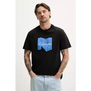 Karl Lagerfeld Jeans tricou din bumbac barbati, culoarea negru, cu imprimeu, A2M17037 imagine
