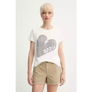 ZADIG&VOLTAIRE tricou din bumbac femei, culoarea bej, JWTS02782 imagine