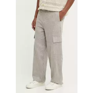 IRO pantaloni din in barbati, culoarea bej, cu fason cargo, MP23ADRIANO imagine