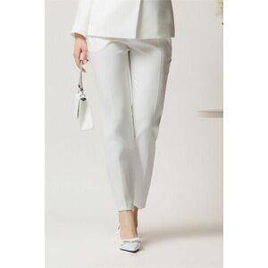 Pantaloni Moze office conici din stofa alba imagine