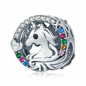 Talisman din argint Unicorn with Colorful Crystals imagine