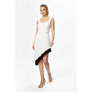 Rochie de ocazie asimetrica cu bretele Volante Alba imagine