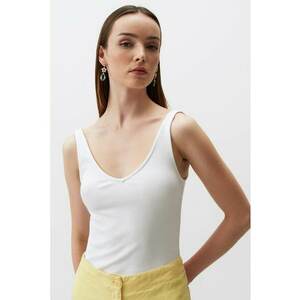 Top slim fit cu decolteu in V imagine