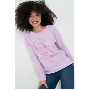 Bluza cu imprimeu text si decolteu rotund imagine
