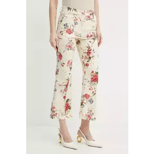 Weekend Max Mara pantaloni femei, culoarea bej, evazati, medium waist, 2515131122600 imagine