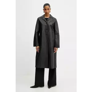 MAX&Co. palton de piele femei, culoarea negru, de tranzitie, 2518471012200 imagine