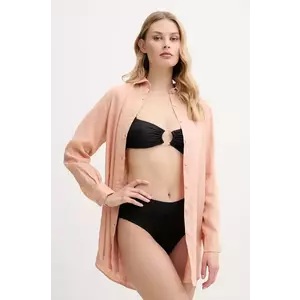 Vilebrequin cămașă de in FRAGANCE femei, culoarea portocaliu, cu guler clasic, relaxed, FRGH9U10 imagine