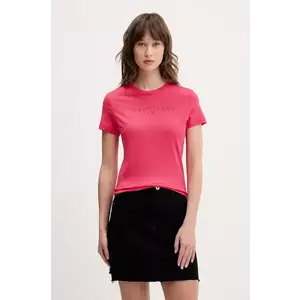 Tommy Jeans tricou din bumbac femei, culoarea roz, DW0DW20315 imagine