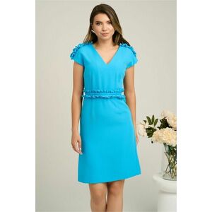 Rochie DY Fashion bleu cu volanase in talie si la umeri imagine