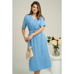 Rochie de zi bleu cu buzunare si curea detasabila in talie imagine