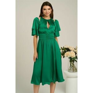 Rochie DY Fashion verde cu volane la maneci si decupaj la decolteu imagine