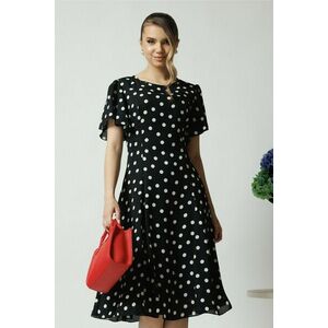 Rochie vaporoasa din voal neagra cu buline si maneci scurte fluture imagine