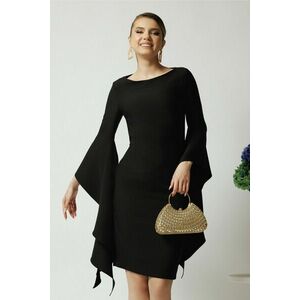 Rochie LaDonna de ocazie din stofa neagra cu maneci maxi evazate imagine