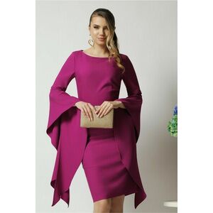 Rochie LaDonna de ocazie din stofa magenta cu maneci maxi evazate imagine