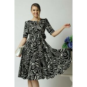 Rochie de zi din voal neagra cu imprimeuri si floare in talie imagine