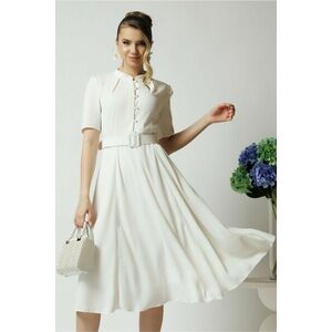 Rochie DY Fashion din triplu voal alba cu nasturi la bust si curea in talie imagine