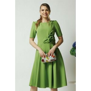 Rochie office din stofa verde cu floare maxi pe talie imagine