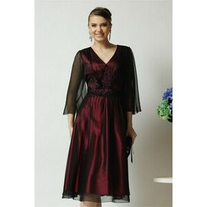 Rochie Viada din voal magenta cu broderie pe bust imagine