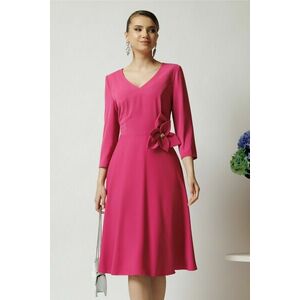 Rochie Viada din triplu voal fucsia cu floare maxi in talie imagine
