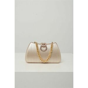 Clutch elegant din fir lurex auriu cu inchidere metalica cu strasuri imagine