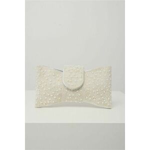 Clutch elegant din perlute alb in forma de funda imagine