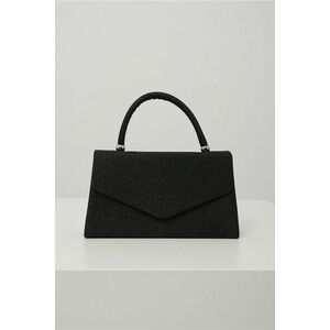 Geanta mica eleganta din glitter neagra cu maner rotund imagine