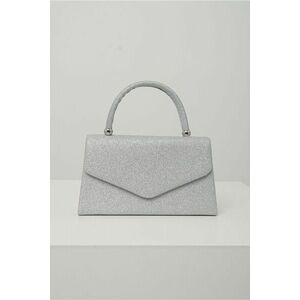 Geanta mica eleganta din glitter argintie cu maner rotund imagine