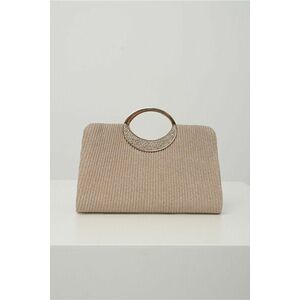 Clutch elegant din glitter sampanie cu maner rotund metalic imagine