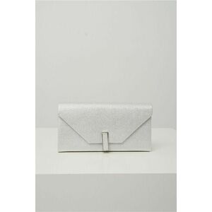 Clutch elegant din glitter argintiu cu inchidere metalica imagine